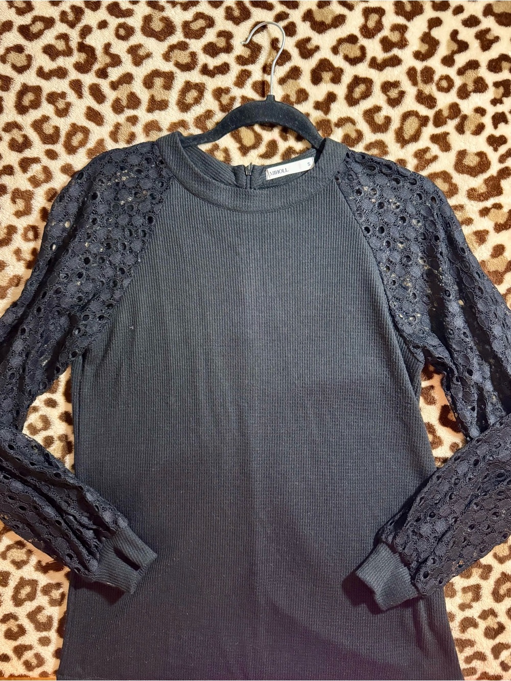 Black lace long sleeve top with lace detailing